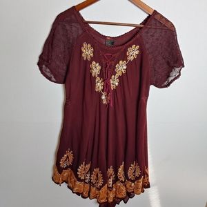 NWT Maroon & Gold batik LARGE-XL